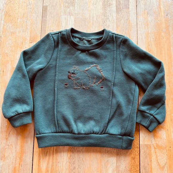 Fall Embroidered Squirrel Crewneck Sweatshirt 2/3 Toddler - Picture 2 of 4